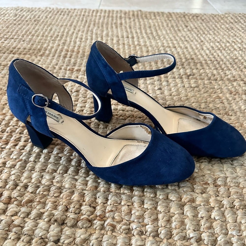 ALEX MARIE NAVY SUEDE BLOCK HEEL SIZE 10